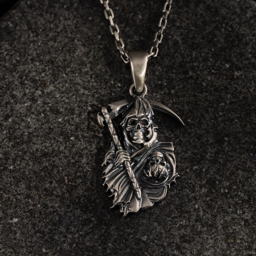 Grim Reaper 925 Sterling Silver Necklace