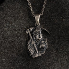 Grim Reaper 925 Sterling Silver Necklace