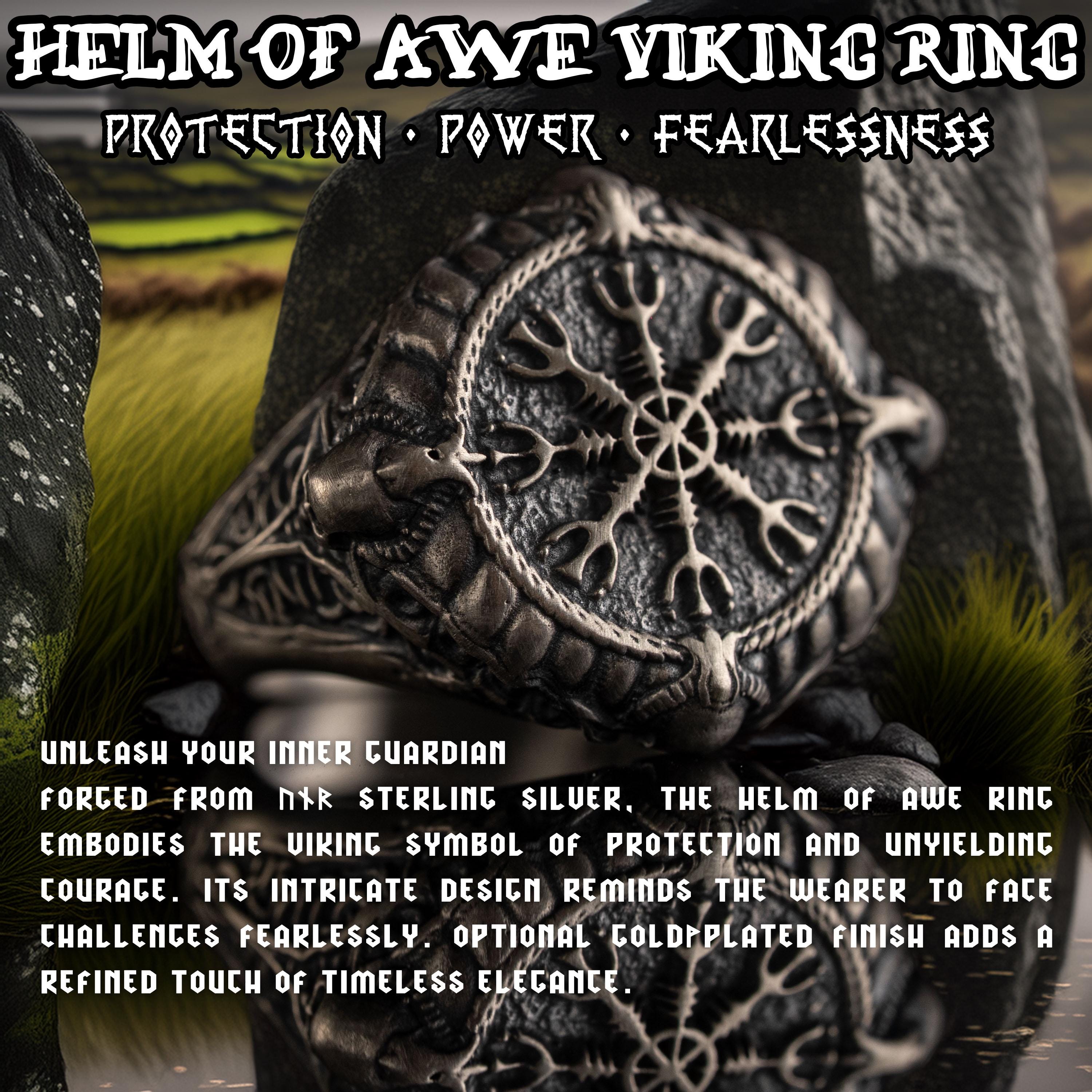 Viking Vegvisir Necklace & Helm of Awe Ring Set