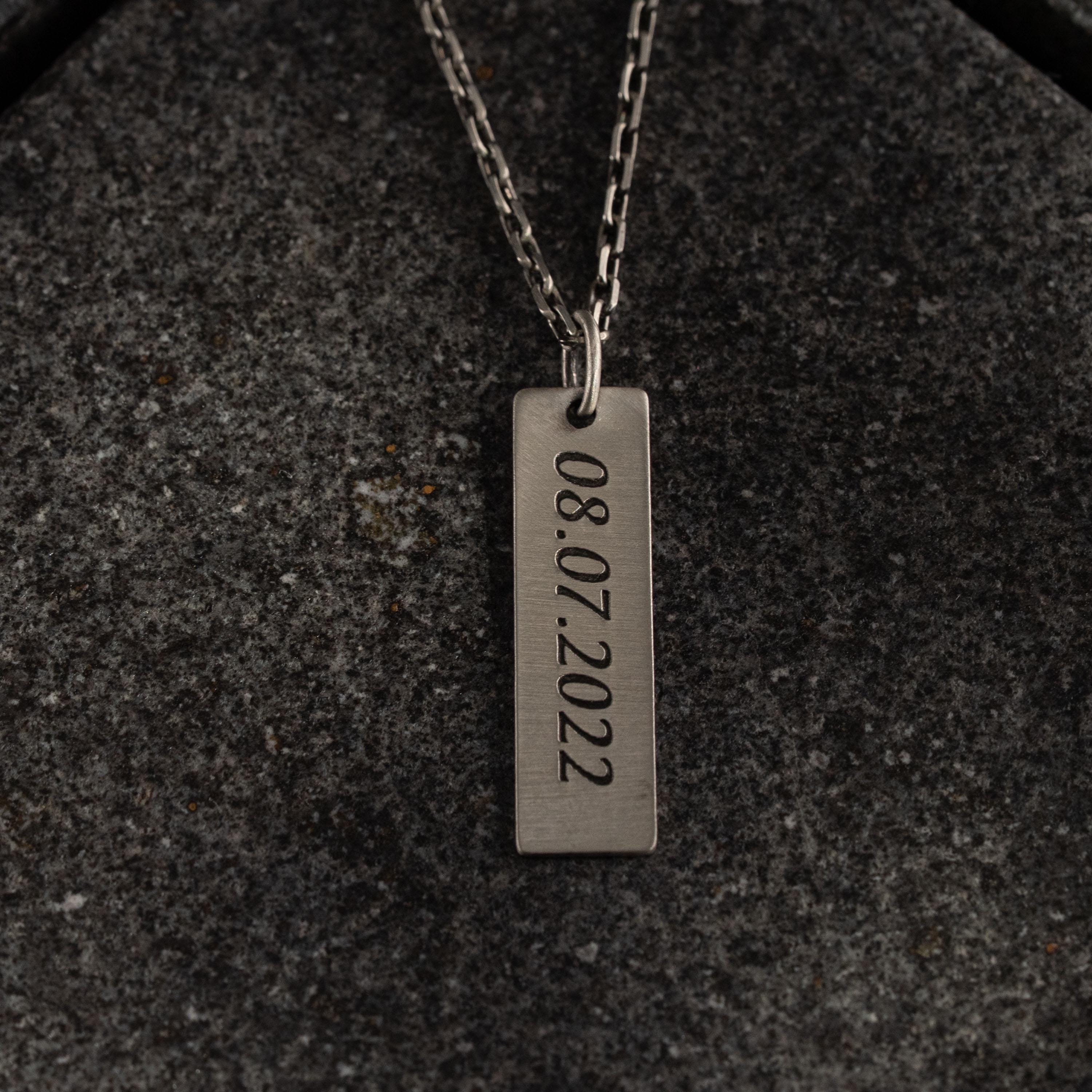Personalized 925 Sterling Silver Bar Necklace