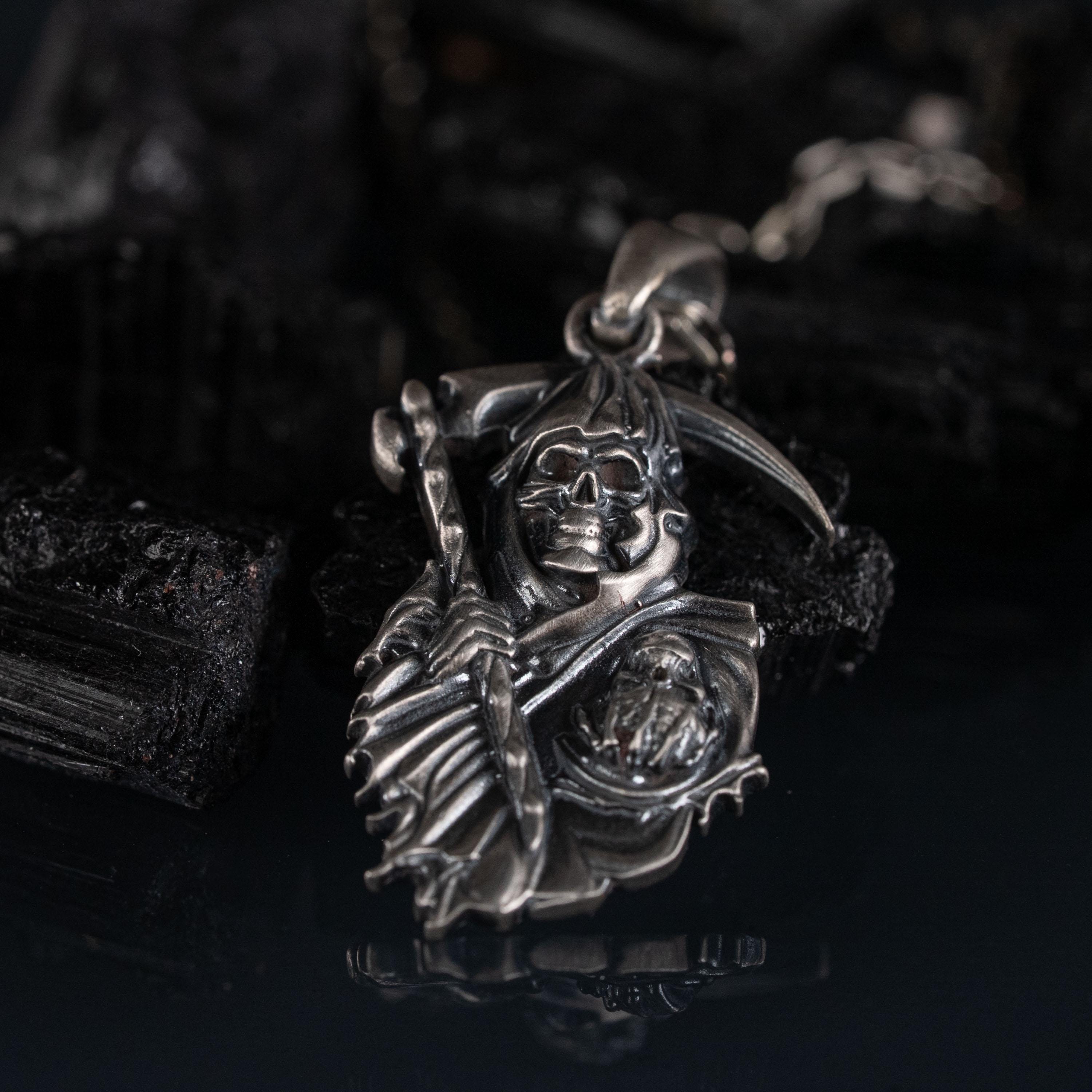 Grim Reaper 925 Sterling Silver Necklace