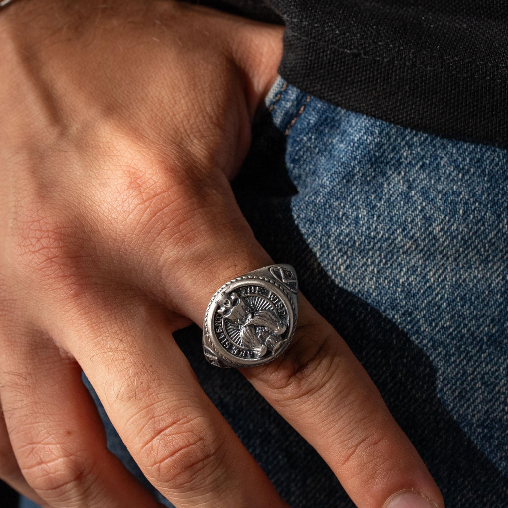 925 Sterling Silver Owl Skull Ring