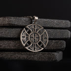 Viking Vegvisir Necklace & Helm of Awe Ring Set