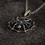 Spider Web 925 Sterling Silver Pendant Gothic Spider Necklace