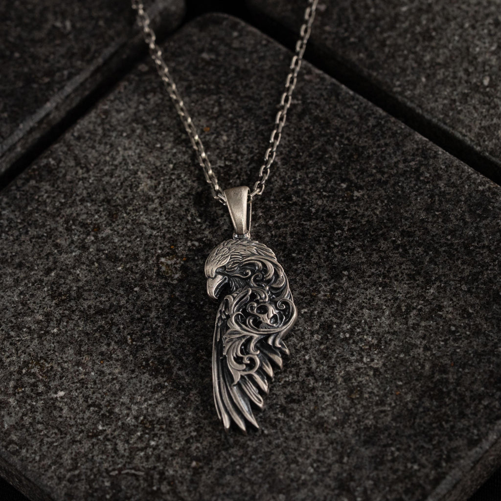 925 Sterling Silver Raven Pendant Necklace
