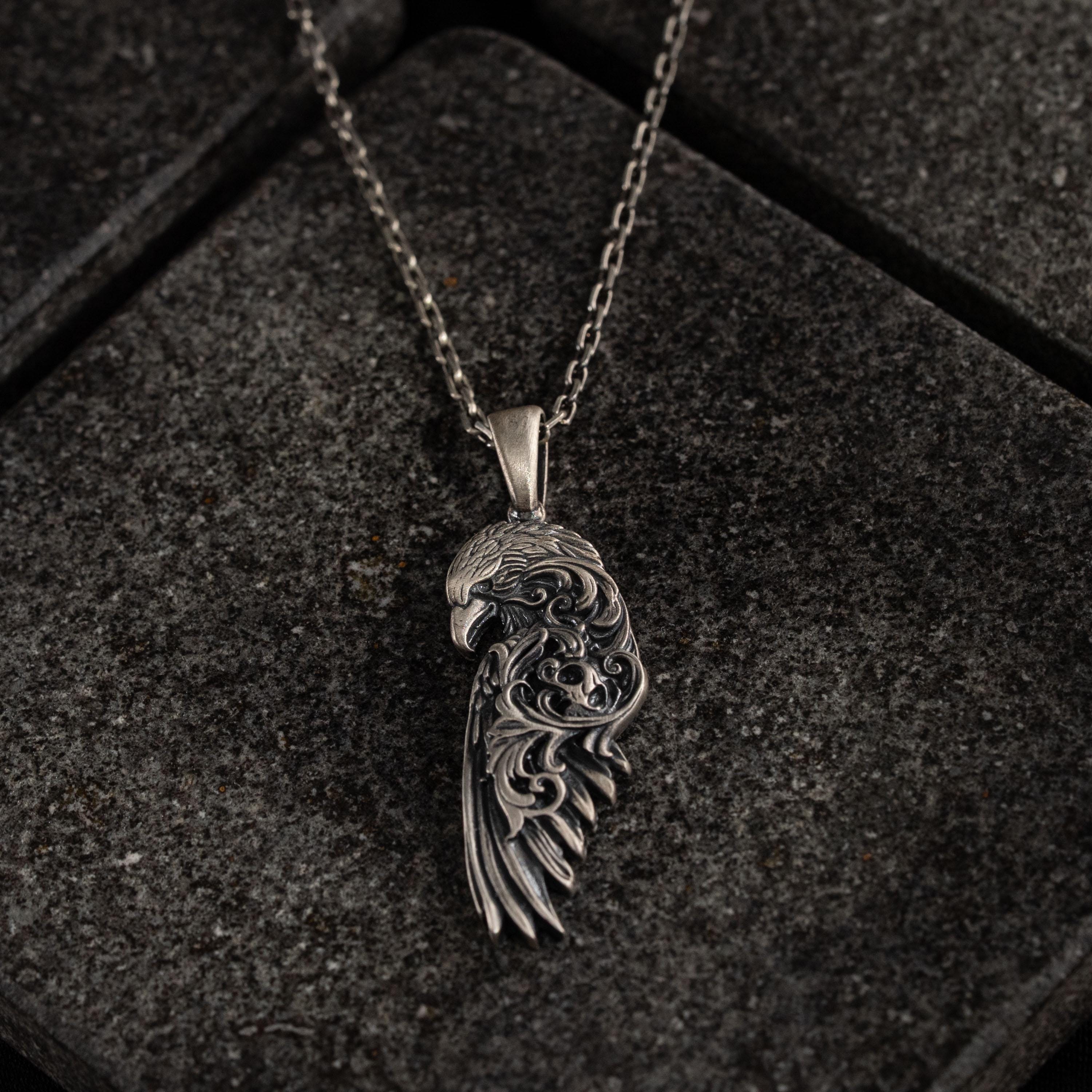 925 Sterling Silver Raven Pendant Necklace