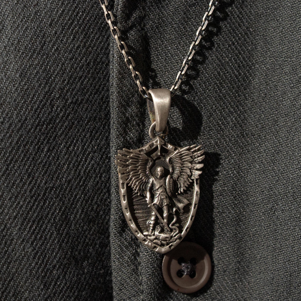 St. Michael Archangel Shield 925 Sterling Silver Necklace