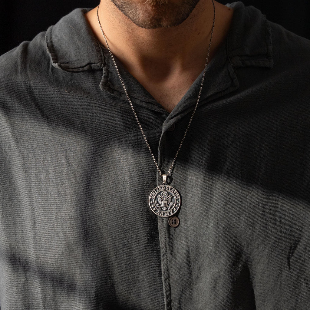 Custom 925 Sterling Silver US Army Pendant Necklace