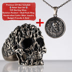 Unisex 925 Sterling Silver Skull Jewelry Set