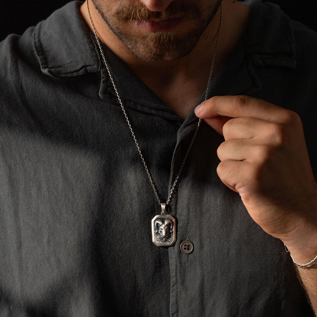 Custom Ram Skull Sterling Silver Necklace