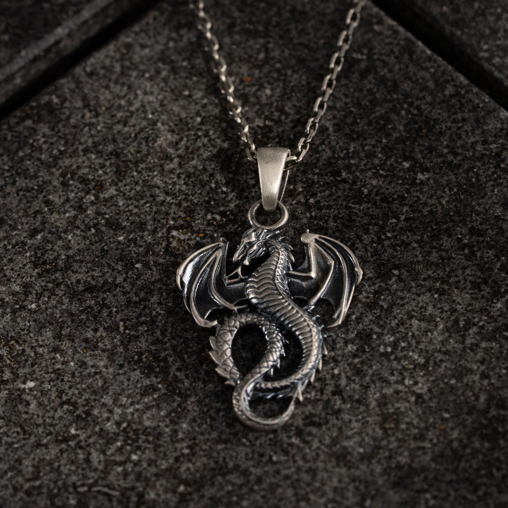 Dragon 925 Sterling Silver Pendant Necklace
