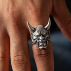 925 Sterling Silver Oni Mask Ring