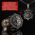 Unisex 925 Sterling Silver Compass & Anchor Jewelry Set