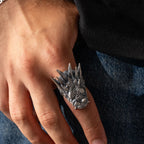 925 Sterling Silver Dragon Head Ring for Men