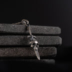 Skull Cross Sword 925 Sterling Silver Pendant Necklace