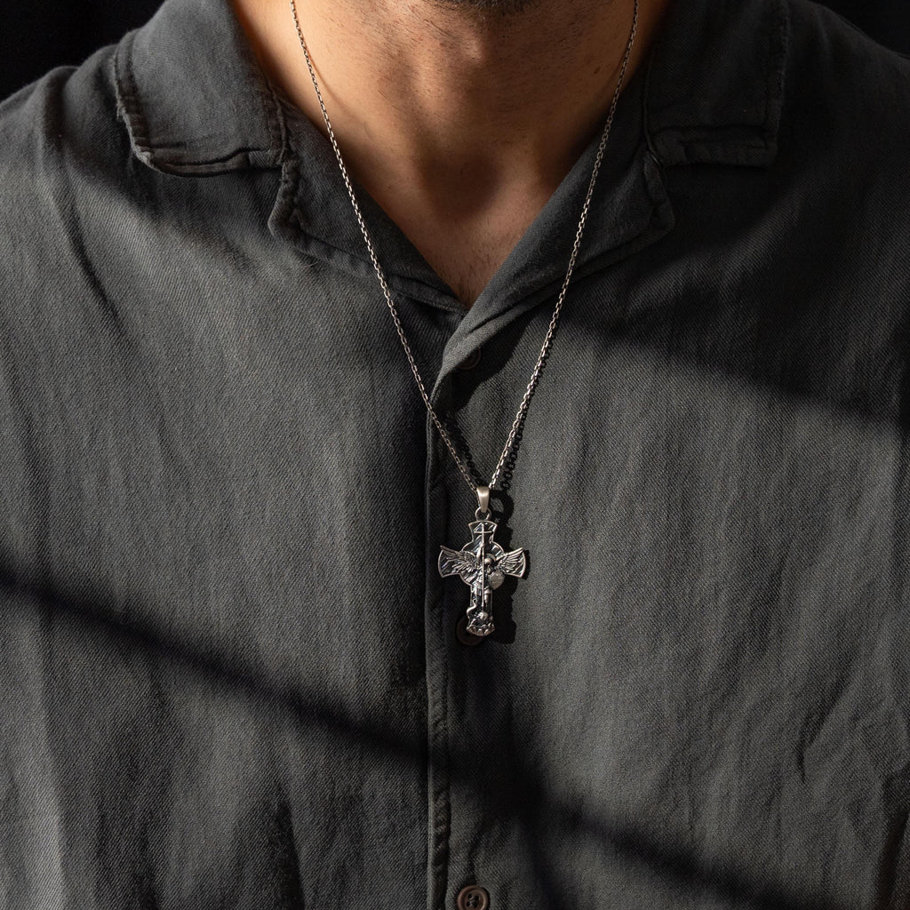 Archangel Michael 925 Sterling Silver Pendant - Saint Michael Cross Necklace