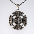 Viking Vegvisir Necklace & Helm of Awe Ring Set