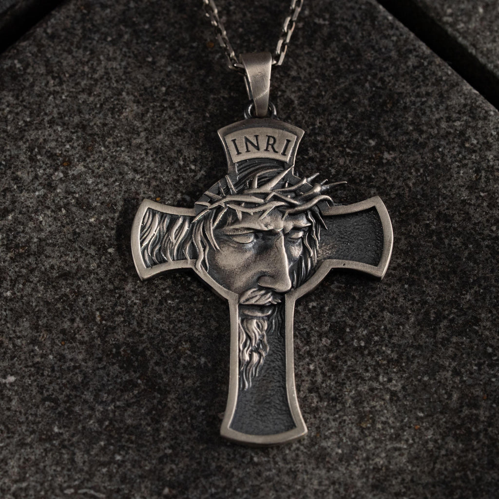 Jesus Cross 925 Sterling Silver Pendant Necklace