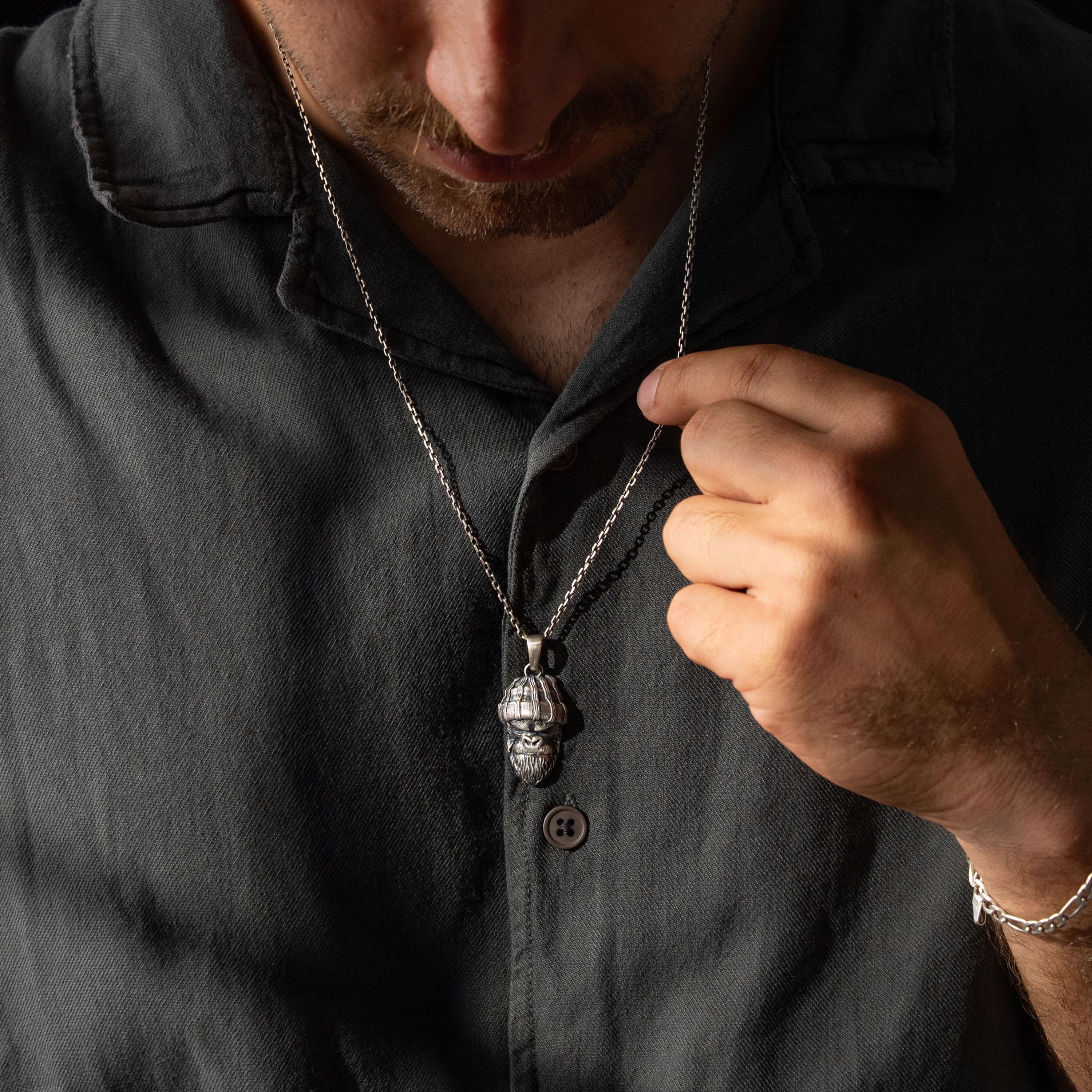 Angry Gorilla 925 Sterling Silver Pendant Necklace