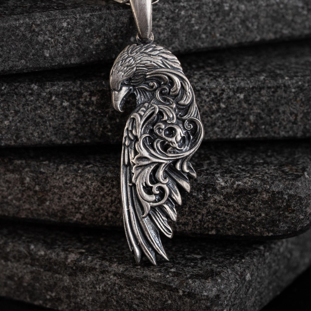 925 Sterling Silver Raven Pendant Necklace