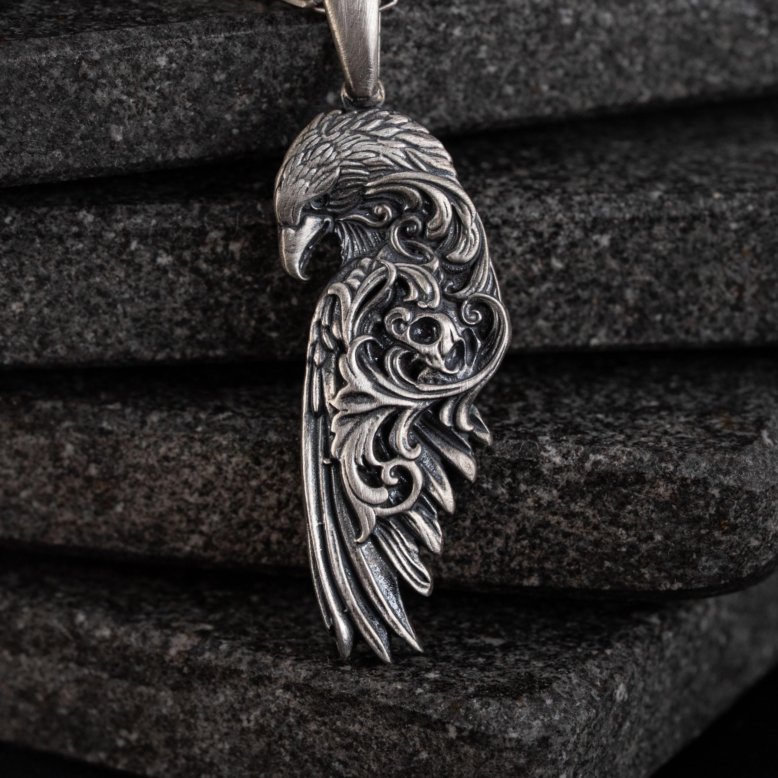 925 Sterling Silver Raven Pendant Necklace