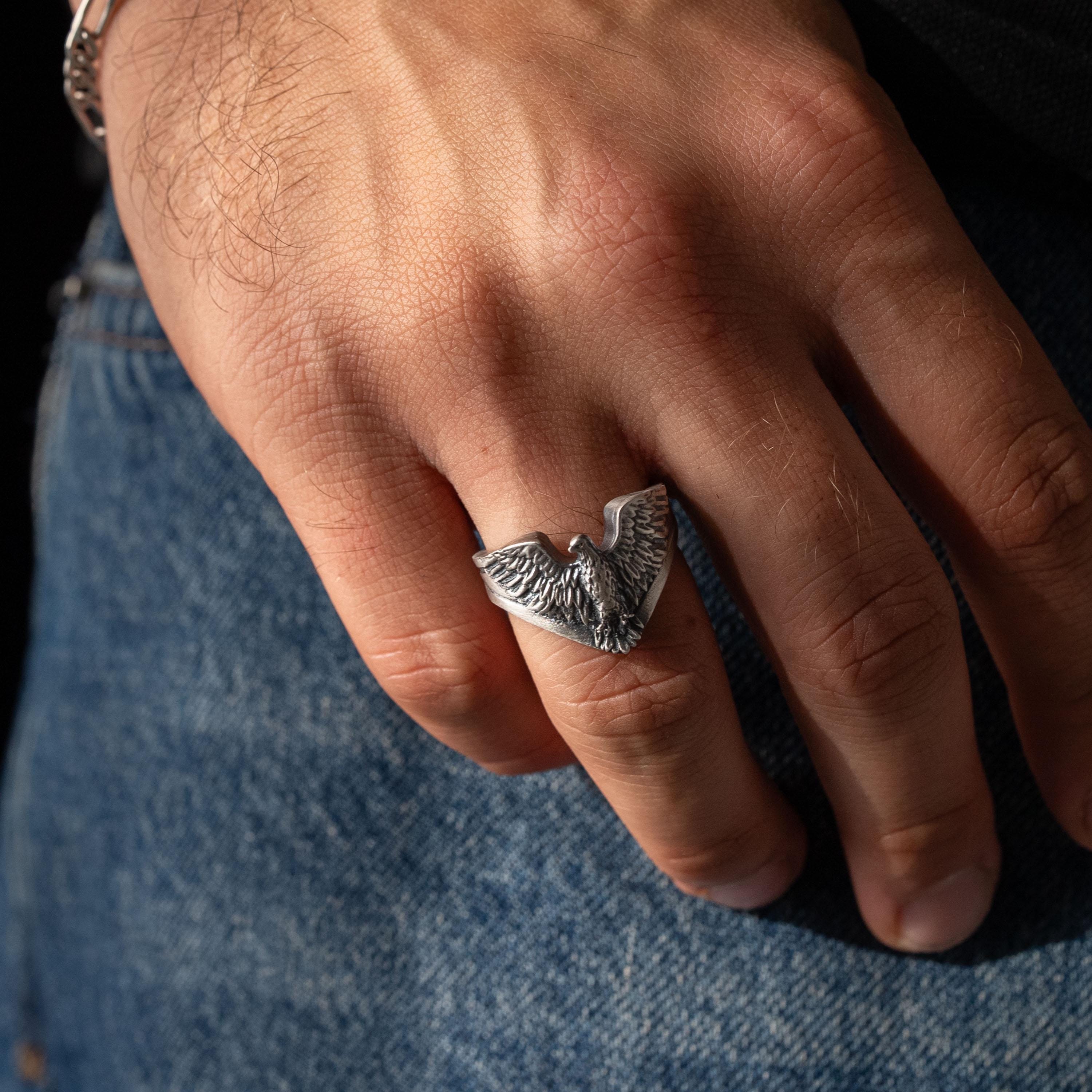 Winged Eagle 925 Sterling Silver Ring for Men
