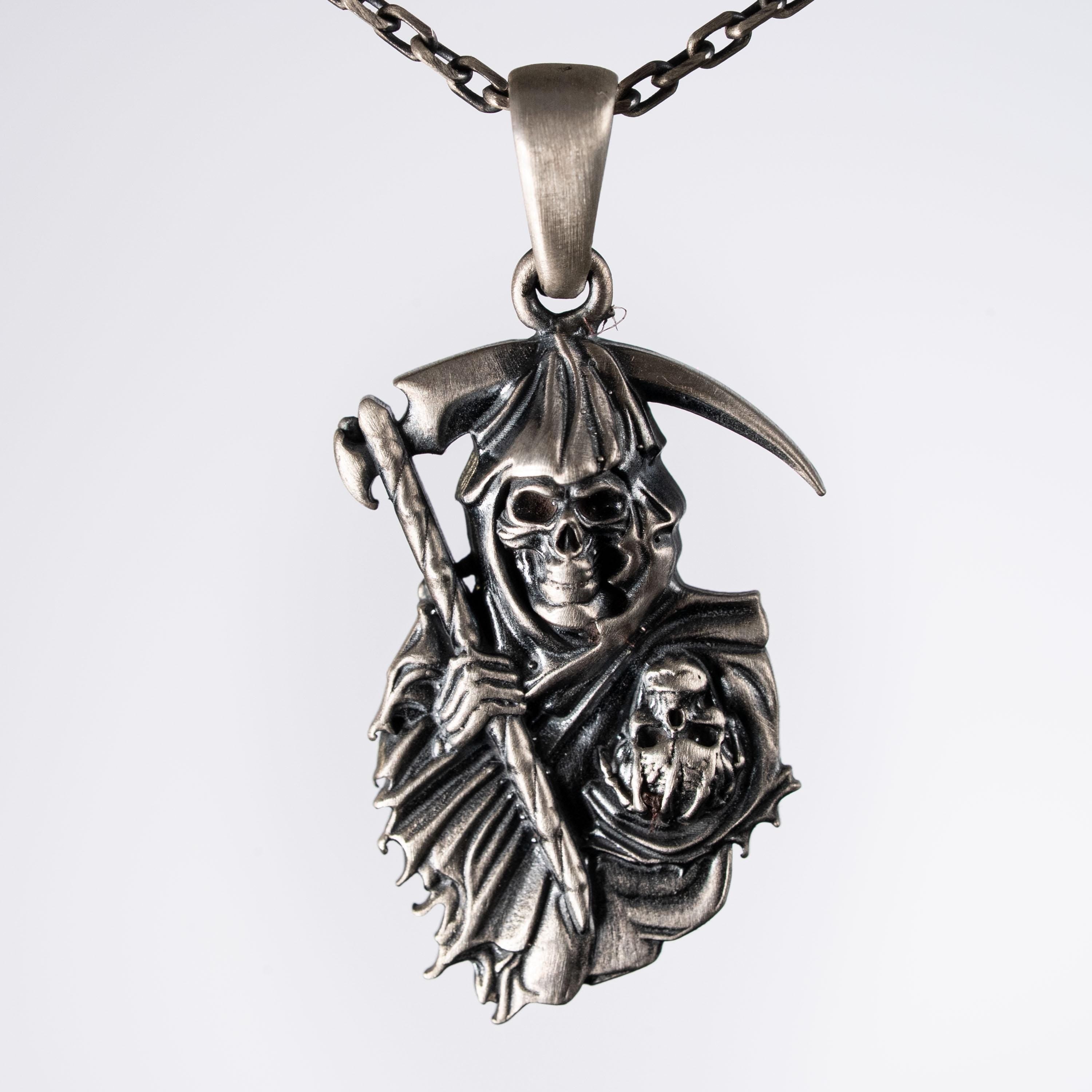 Grim Reaper 925 Sterling Silver Necklace
