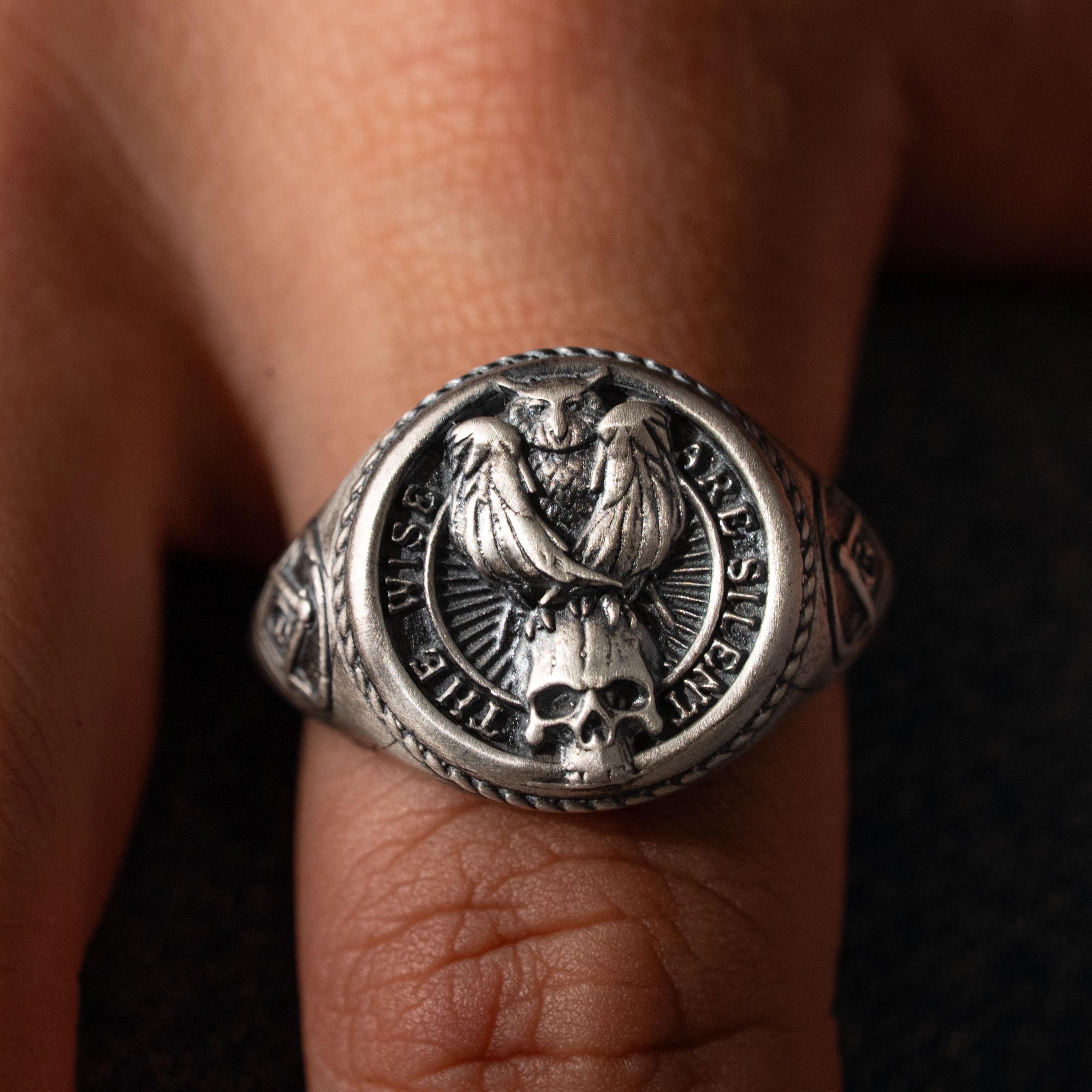 925 Sterling Silver Owl Skull Ring