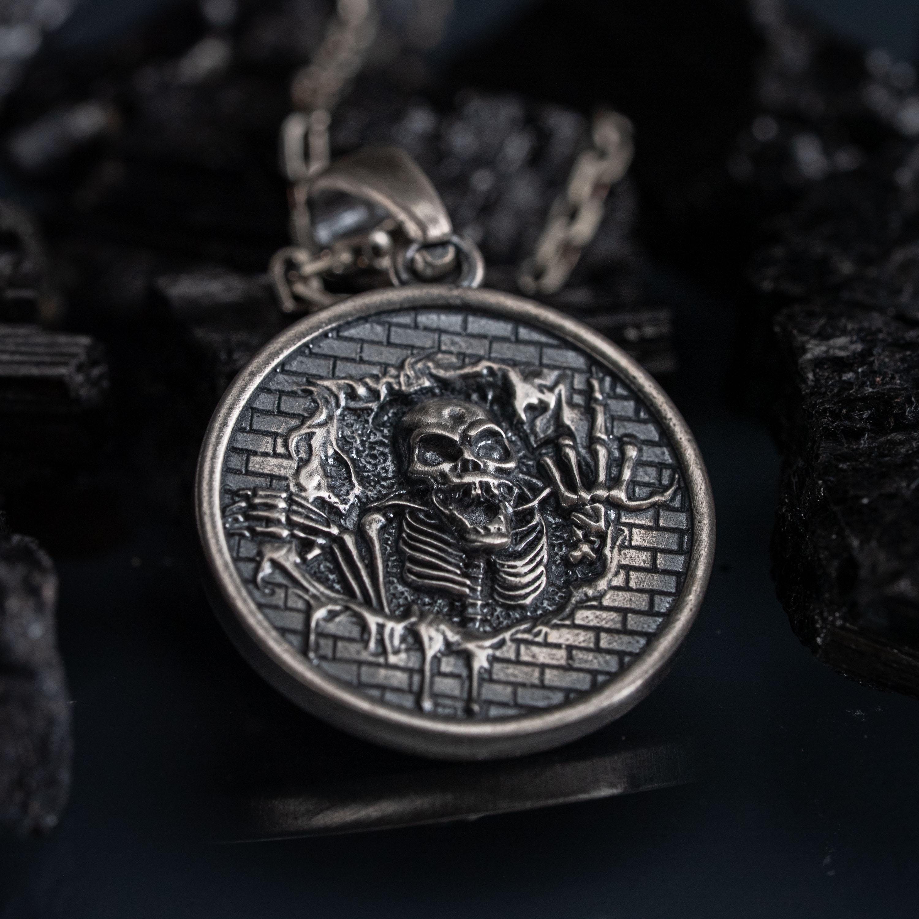 Skeleton 925 Sterling Silver Pendant Necklace