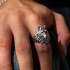 Sterling Silver Wolf Head Ring