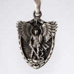 Personalized St. Michael Archangel Shield 925 Sterling Silver Necklace