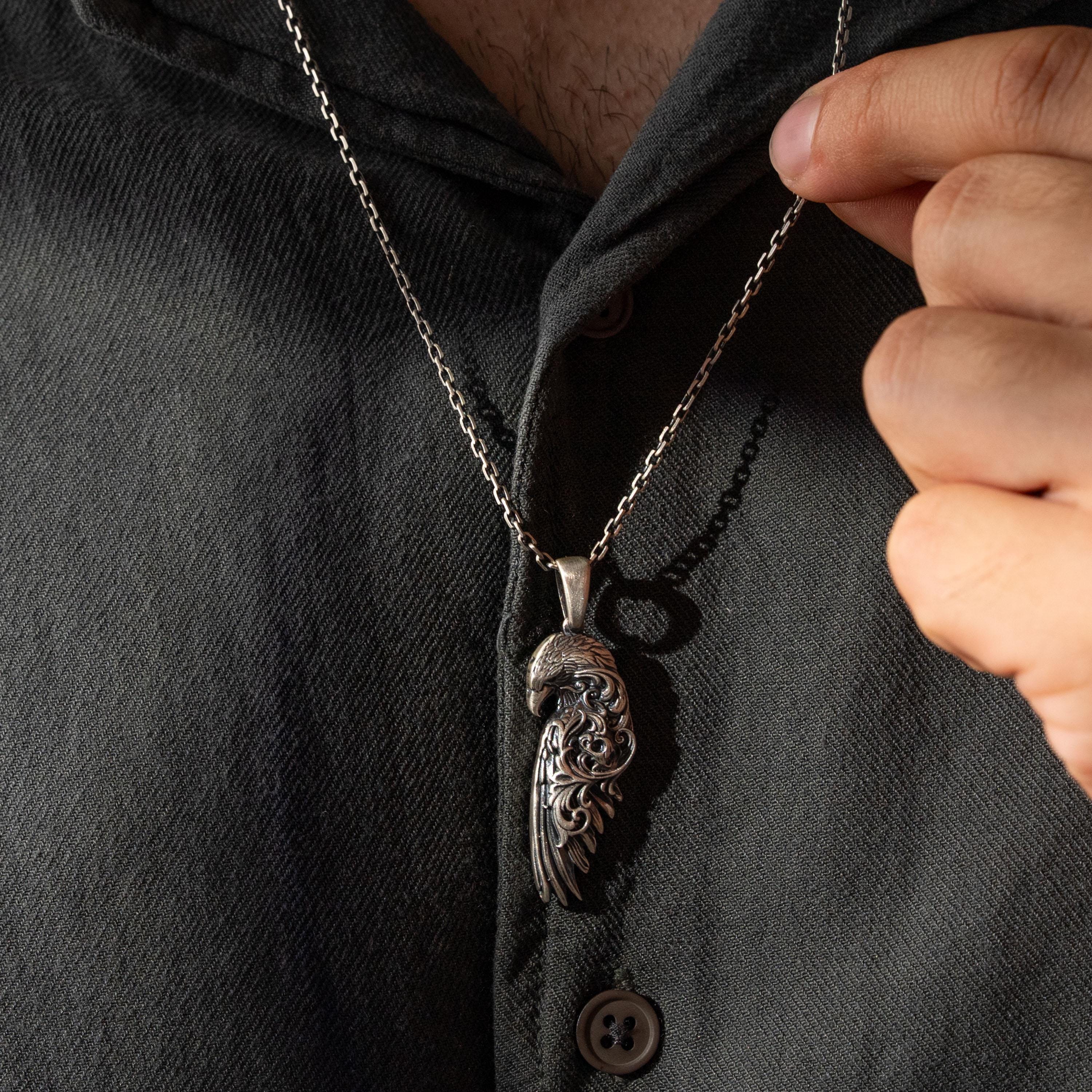 925 Sterling Silver Raven Pendant Necklace
