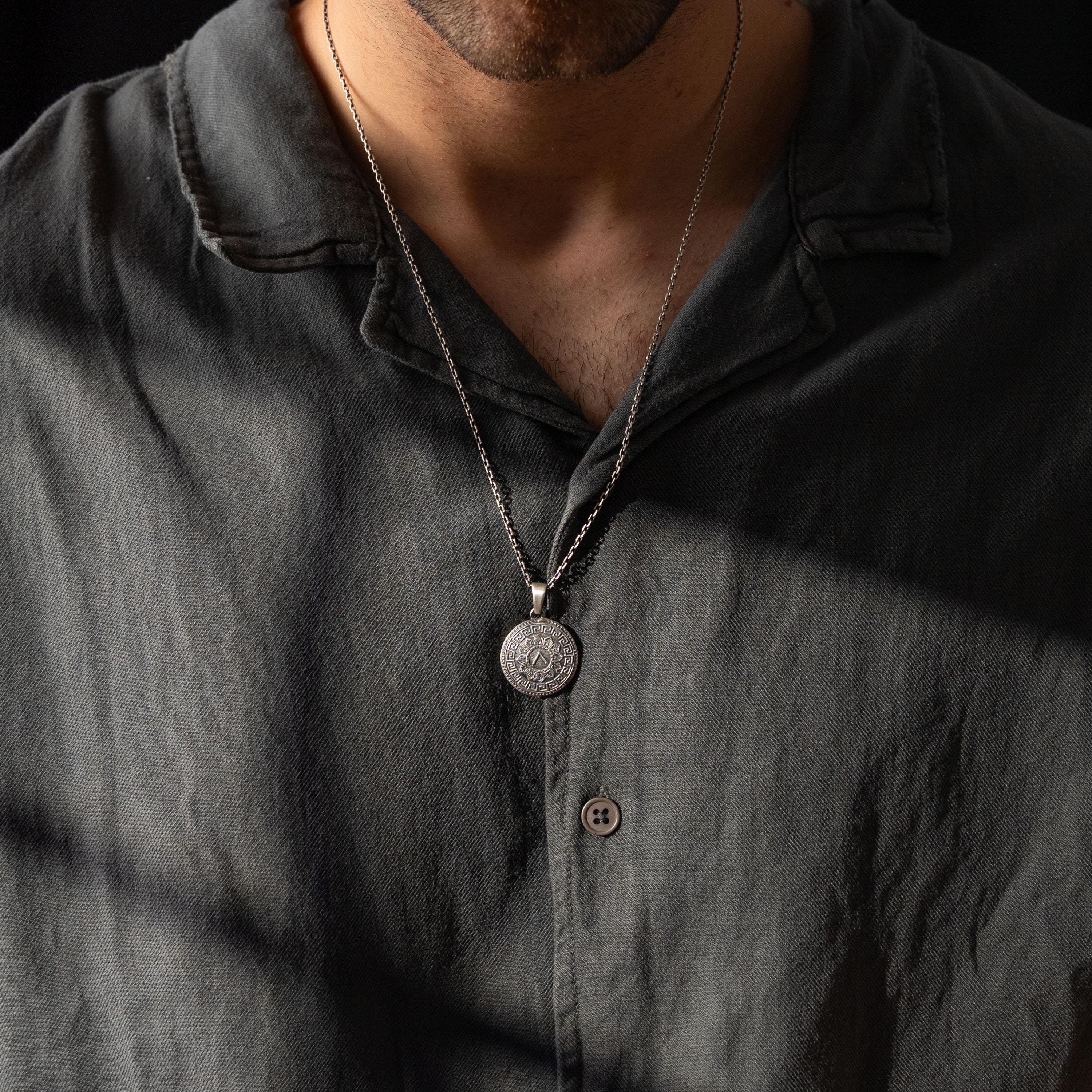 Personalized Spartan Shield 925 Sterling Silver Necklace