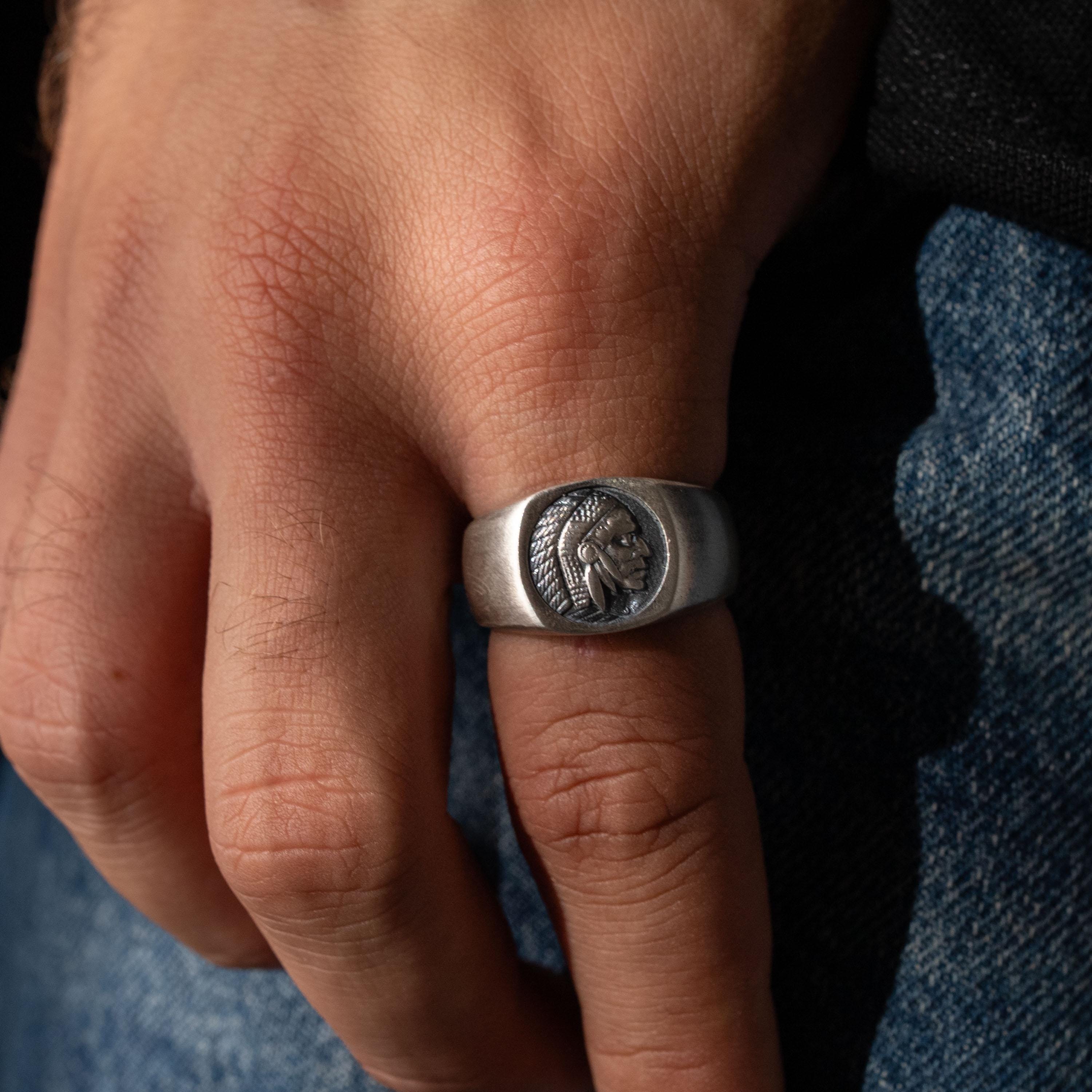 Indian Chief Sterling Silver Ring for Men