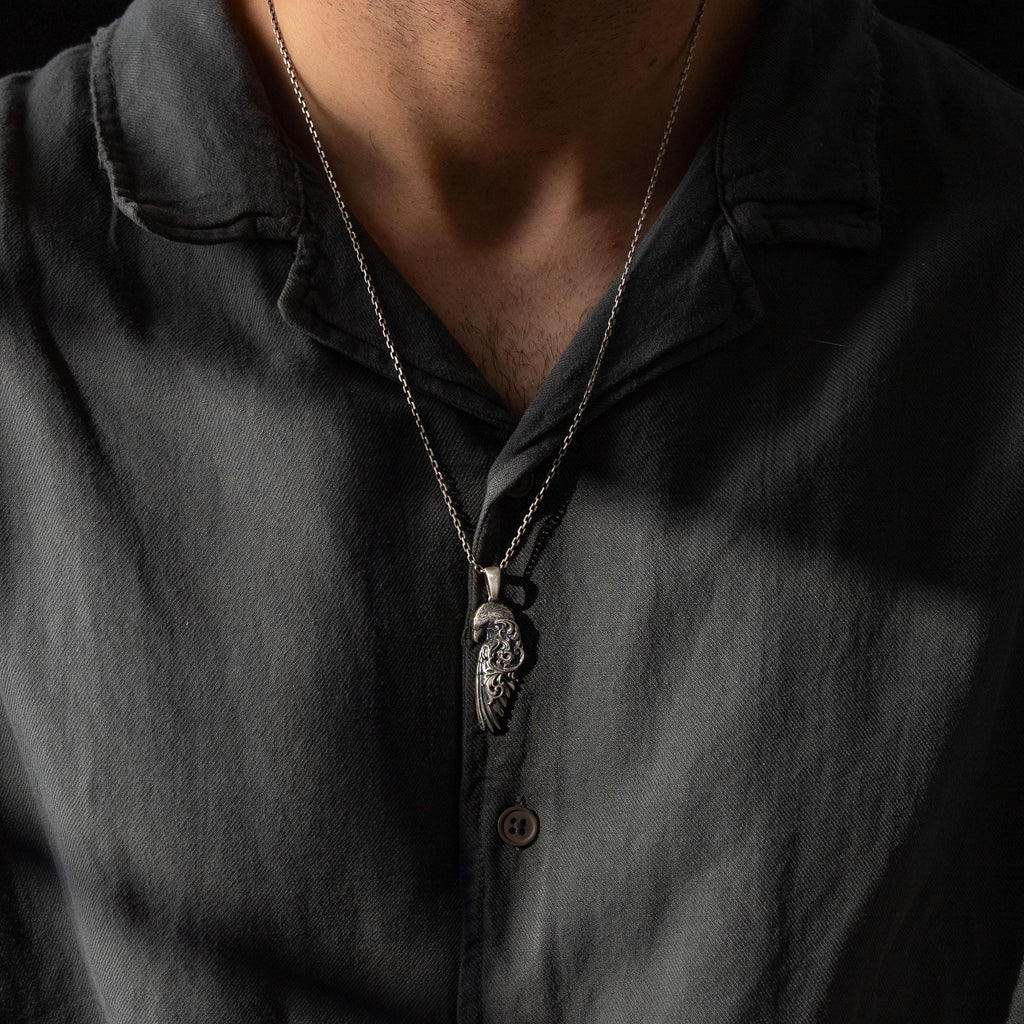 925 Sterling Silver Raven Pendant Necklace