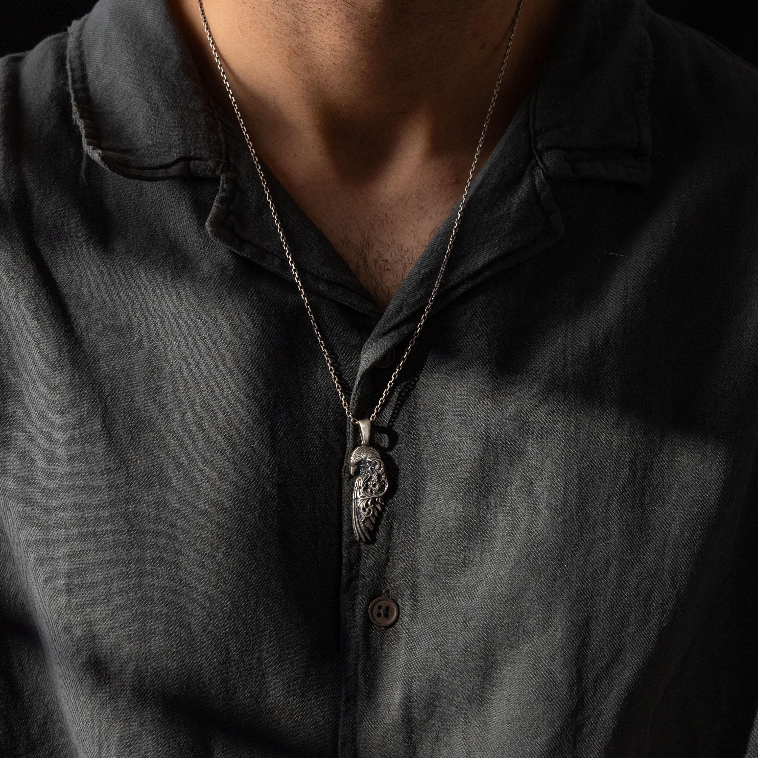 925 Sterling Silver Raven Pendant Necklace