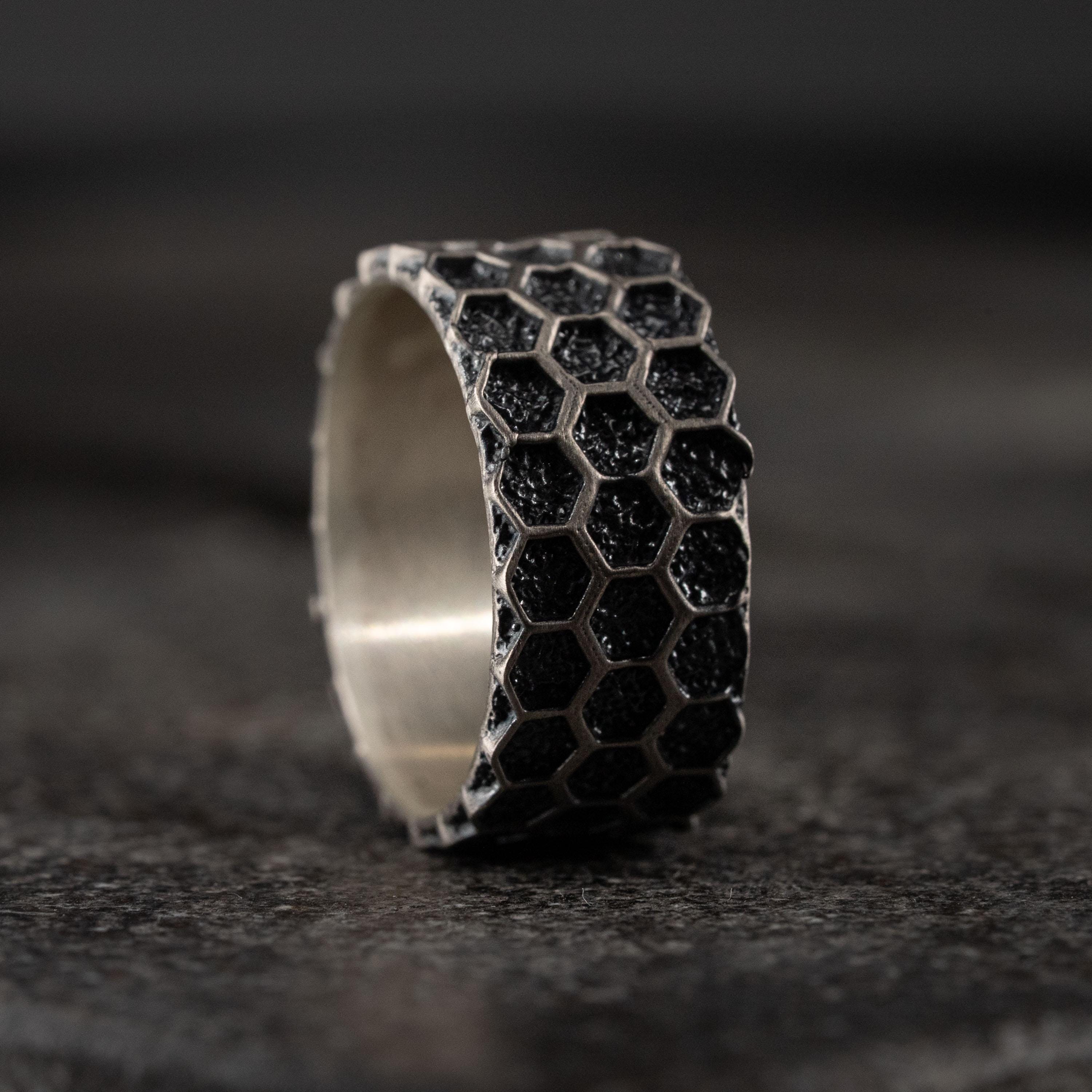 Queen Bee Necklace & Honeycomb Ring Handmade 925 Sterling Silver Set