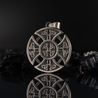 Viking Vegvisir Necklace & Helm of Awe Ring Set