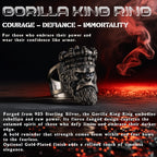 925 Sterling Silver Gorilla King Ring & Angry Gorilla Necklace Set