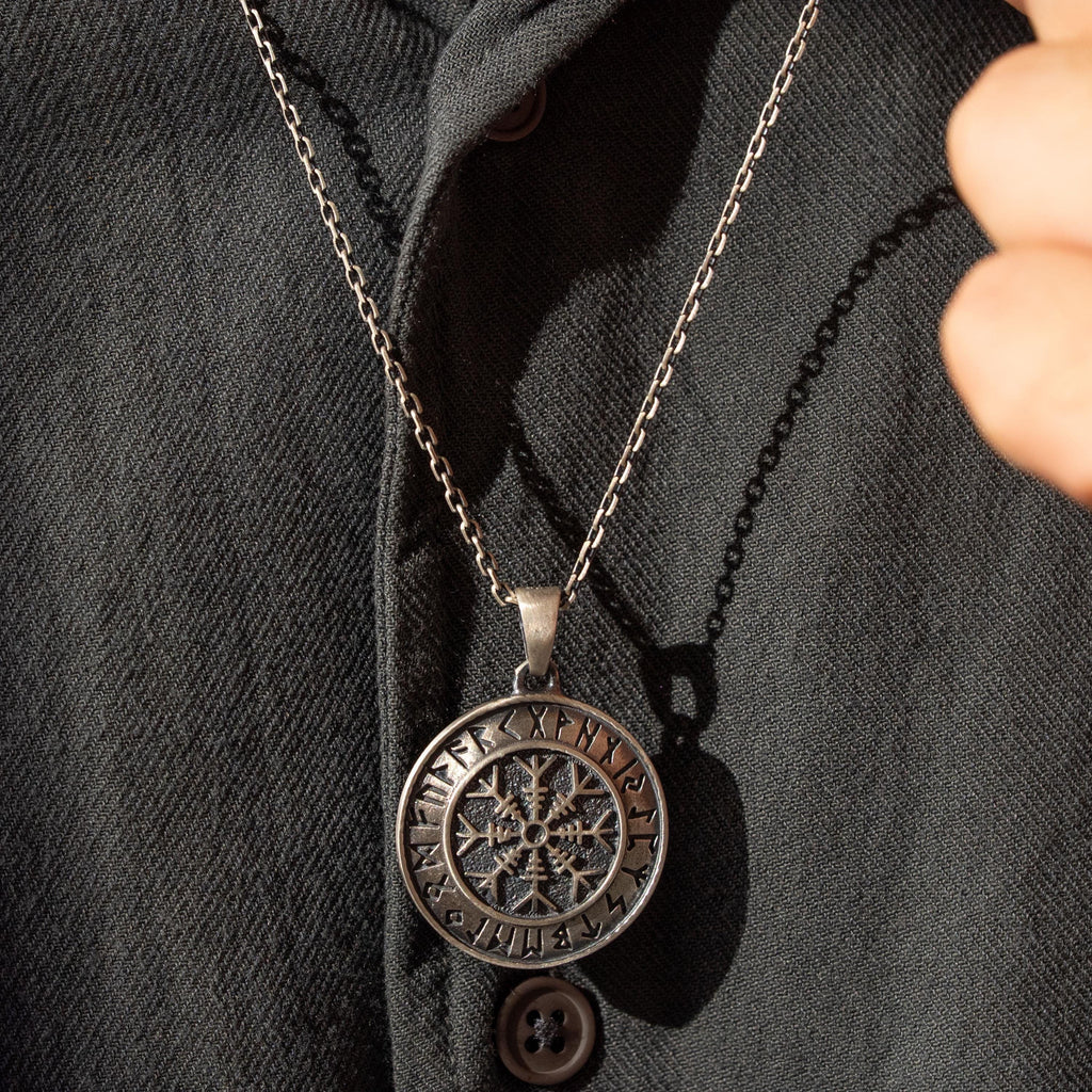 Viking Vegvisir 925 Sterling Silver Necklace