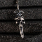 Skull Cross Sword 925 Sterling Silver Pendant Necklace