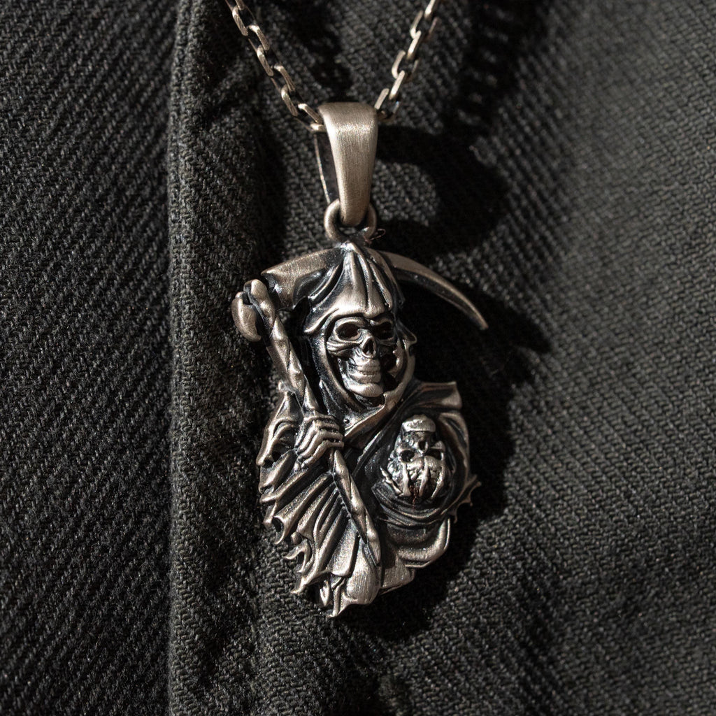 Grim Reaper 925 Sterling Silver Necklace