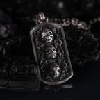 Three Wise Skulls 925 Sterling Silver Handmade Necklace