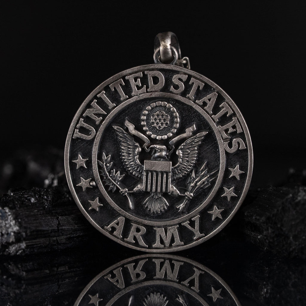 Custom 925 Sterling Silver US Army Pendant Necklace