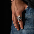 925 Sterling Silver Oni Mask Ring