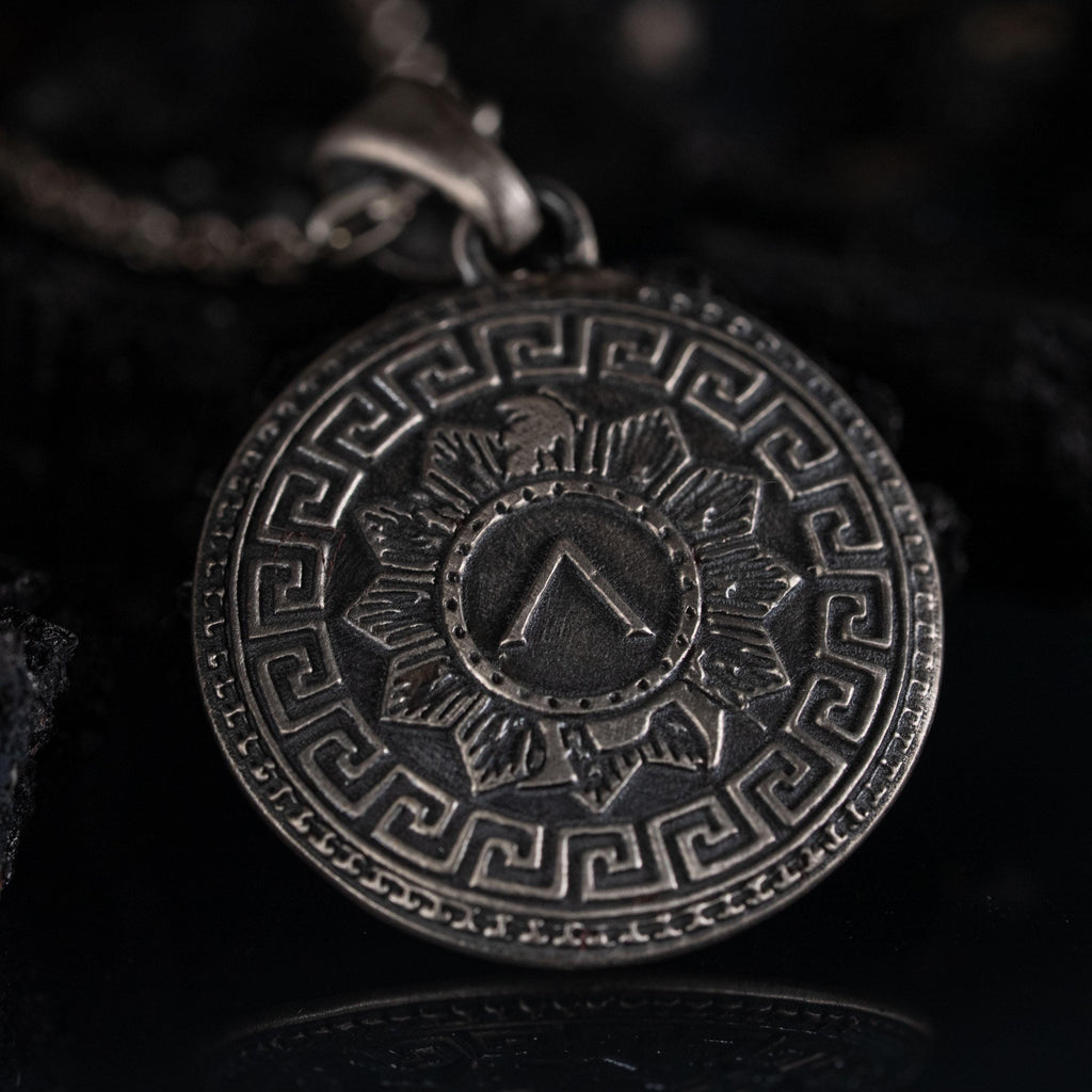 Personalized Spartan Shield 925 Sterling Silver Necklace