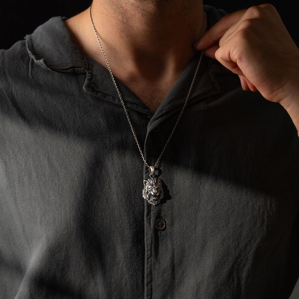 Lion Head 925 Sterling Silver Necklace