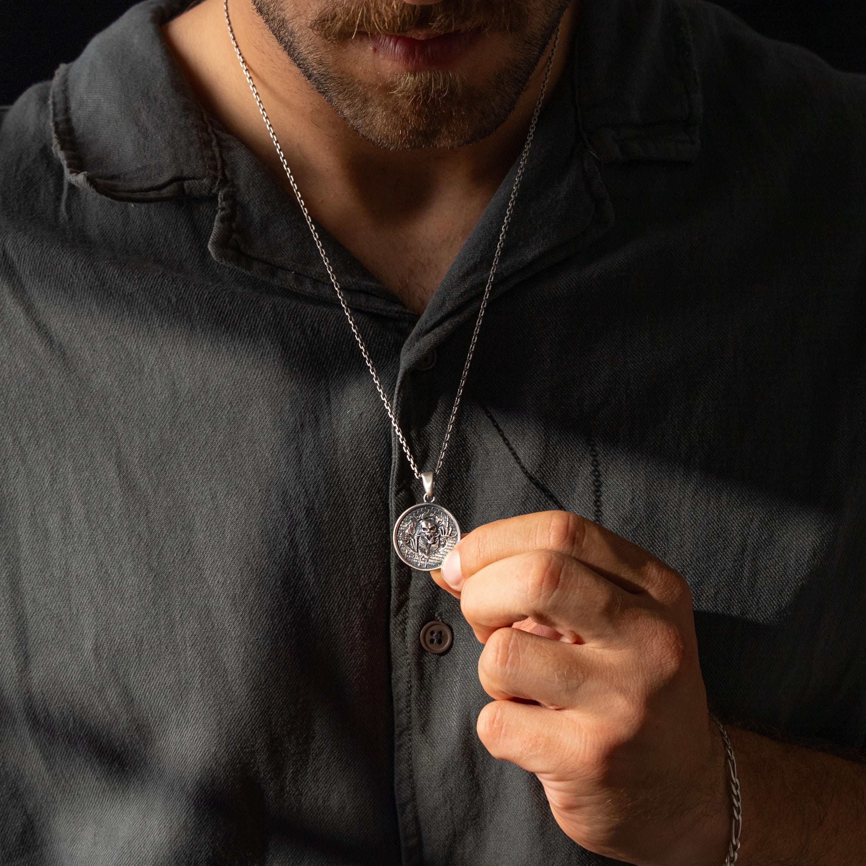 Skeleton 925 Sterling Silver Pendant Necklace