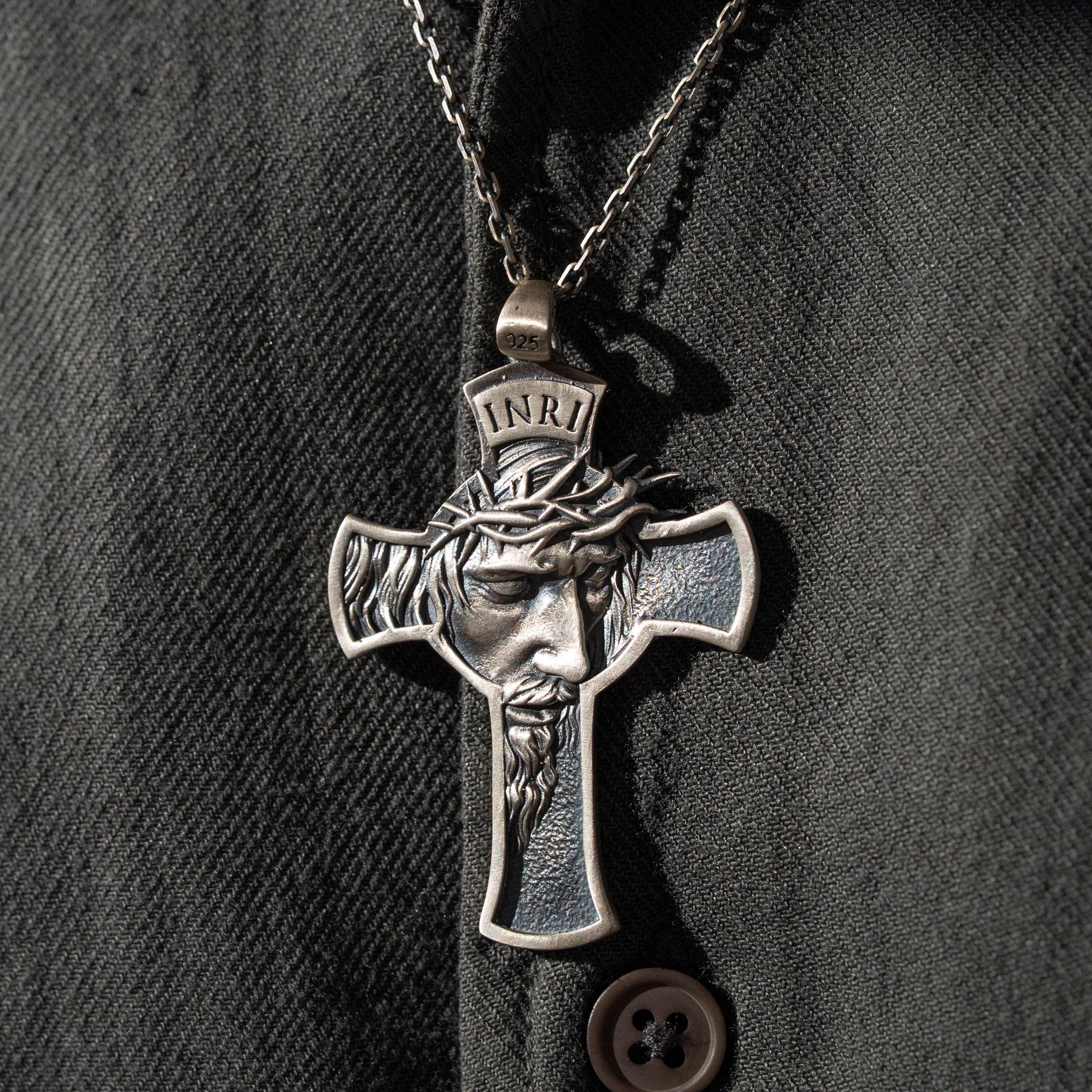 Jesus Cross 925 Sterling Silver Pendant Necklace