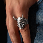 925 Sterling Silver Oni Mask Ring